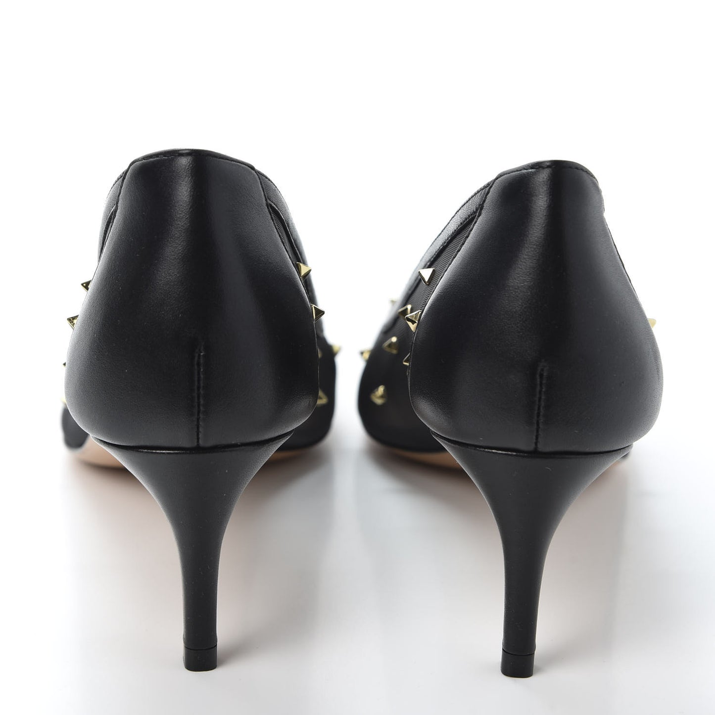 Mesh Embellished Shining Rockstud Low Heel Pumps 38.5 Black