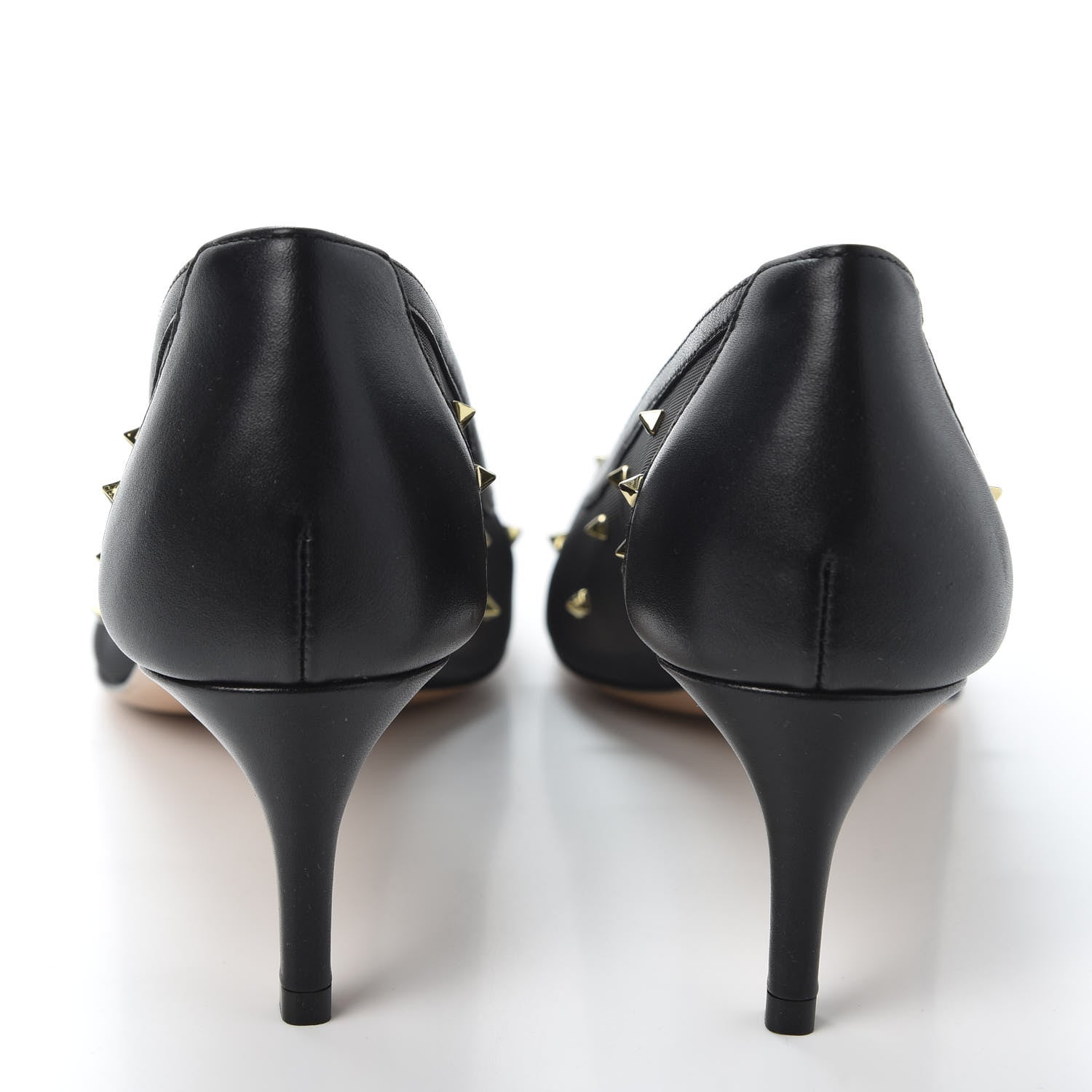 Valentino Garavani Mesh Embellished Shining Rockstud Low Heel Pumps 38.5 Black 5 of 8