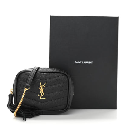 Saint Laurent Grain De Poudre Matelasse Monogram Baby Lou Camera Bag Black 11 of 12