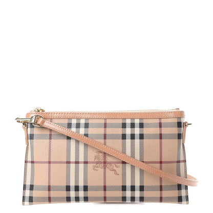 Burberry Haymarket Check Small Peyton Crossbody Clutch Bag Dusty Pink 1 of 8