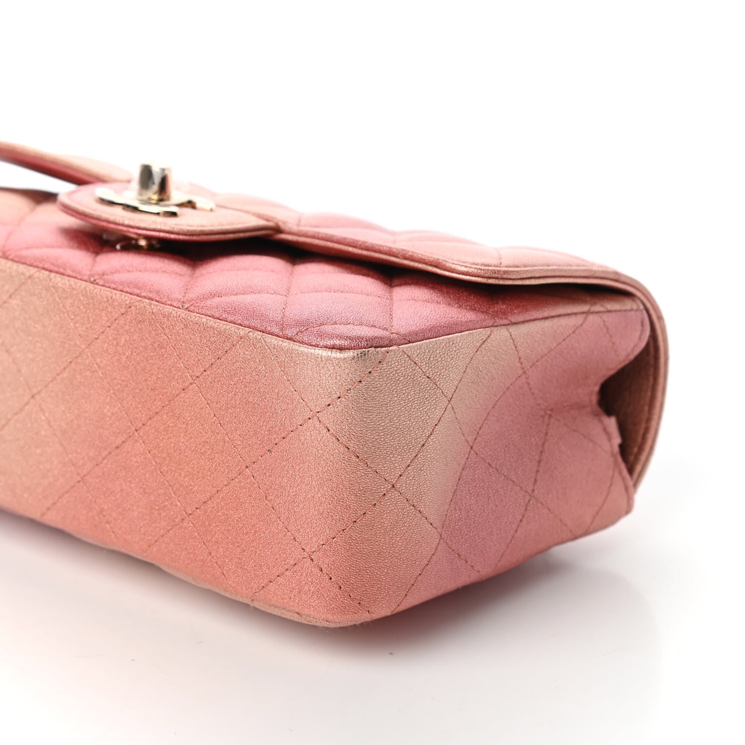 Chanel Metallic Lambskin Quilted Ombre Mini Rectangular Flap Pink 7 of 10
