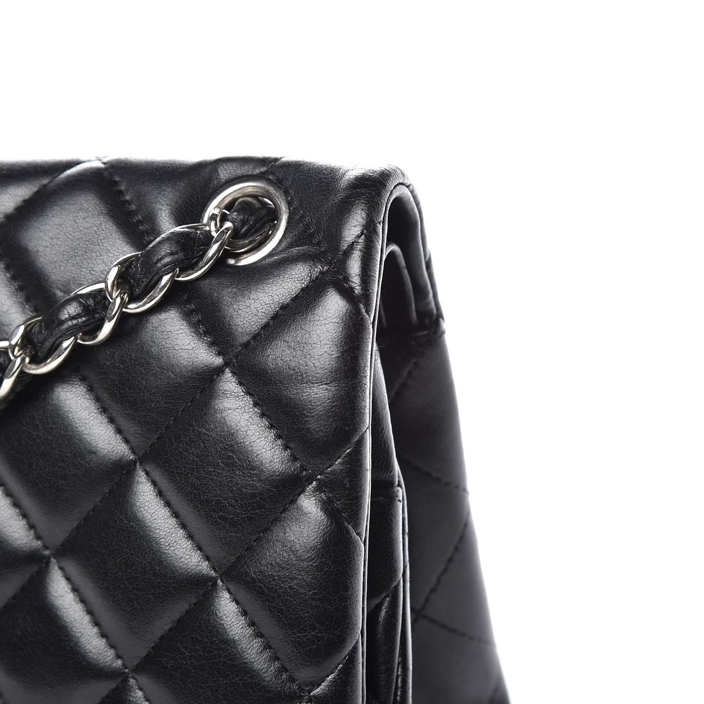 Lambskin Quilted Jumbo Double Flap Black