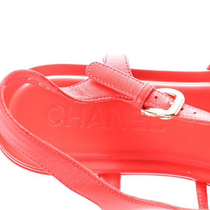 Chanel Lambskin Pearl Crystal CC Thong Sandals 38.5 Red 8 of 10