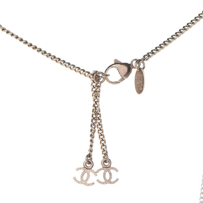 Chanel Enamel Crystal CC Camellia Pendant Necklace Beige Gold 6 of 6