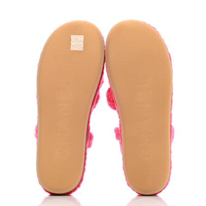 Chanel Cord Lambskin Quilted Logo Sandals 41 Pink 5 of 9