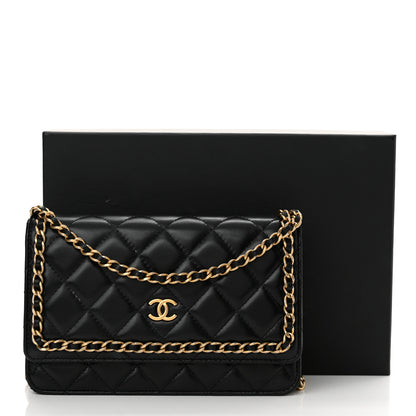 Chanel Lambskin Quilted Chain Around Wallet On Chain WOC Black 14 of 14