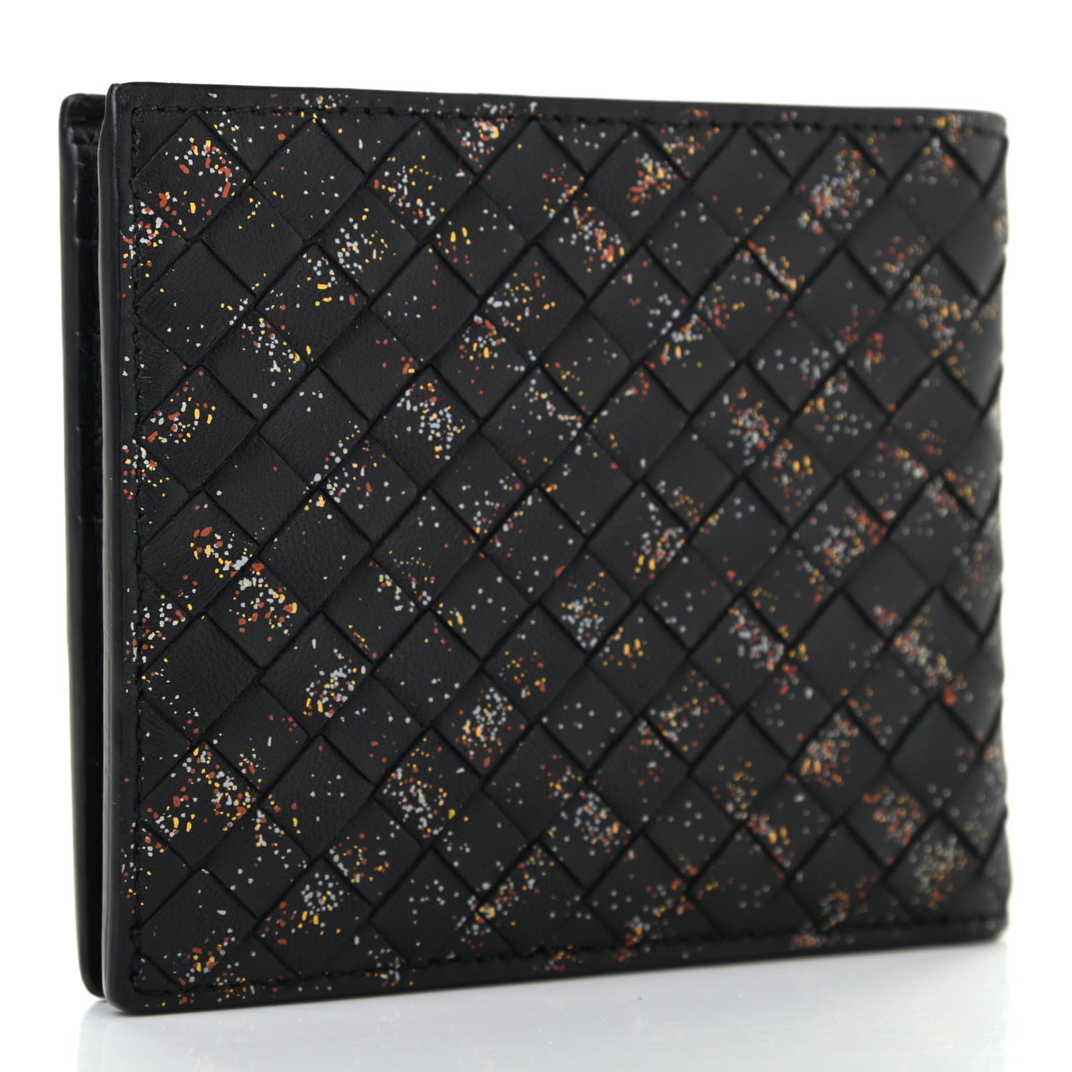 Bottega Veneta Nappa Intrecciato Paint Splatter Print Bi-Fold Wallet Black 3 of 8