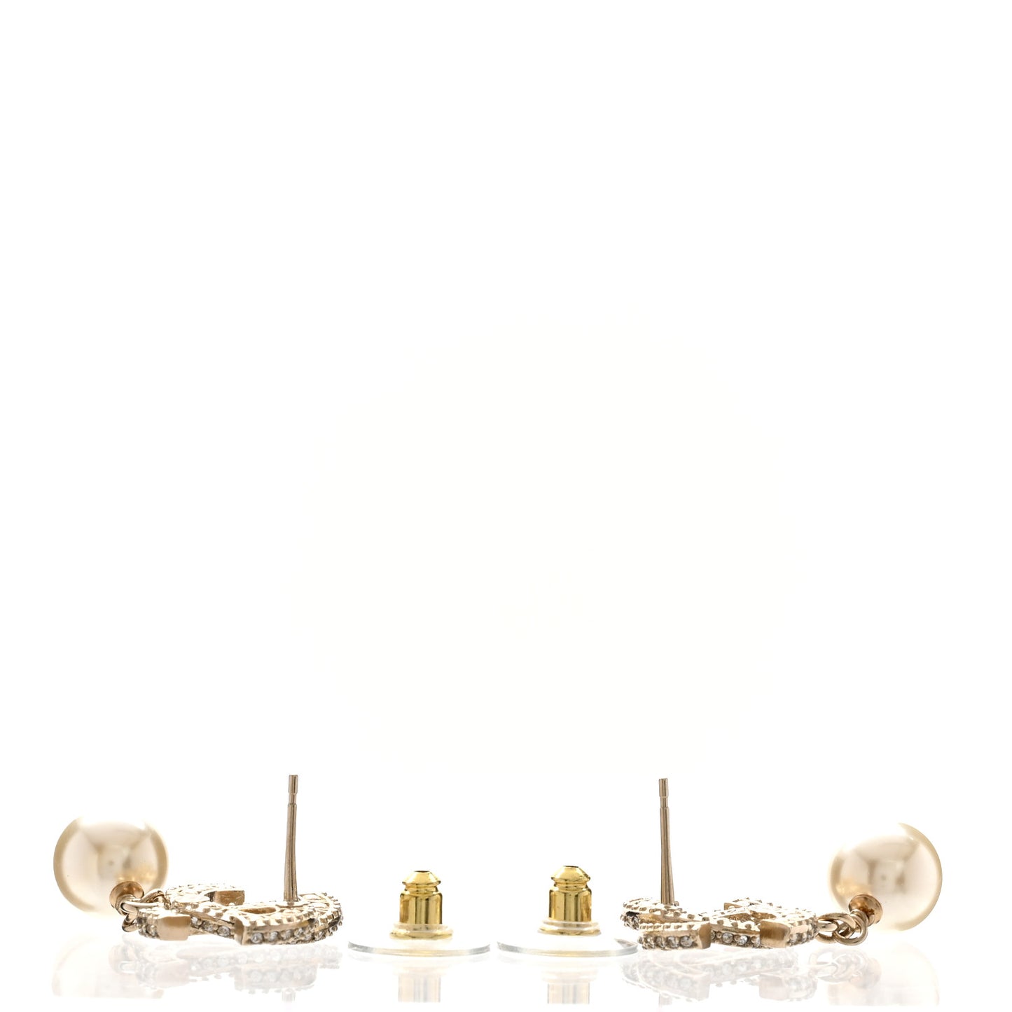 Crystal Timeless CC Pearl Drop Earrings Light Gold