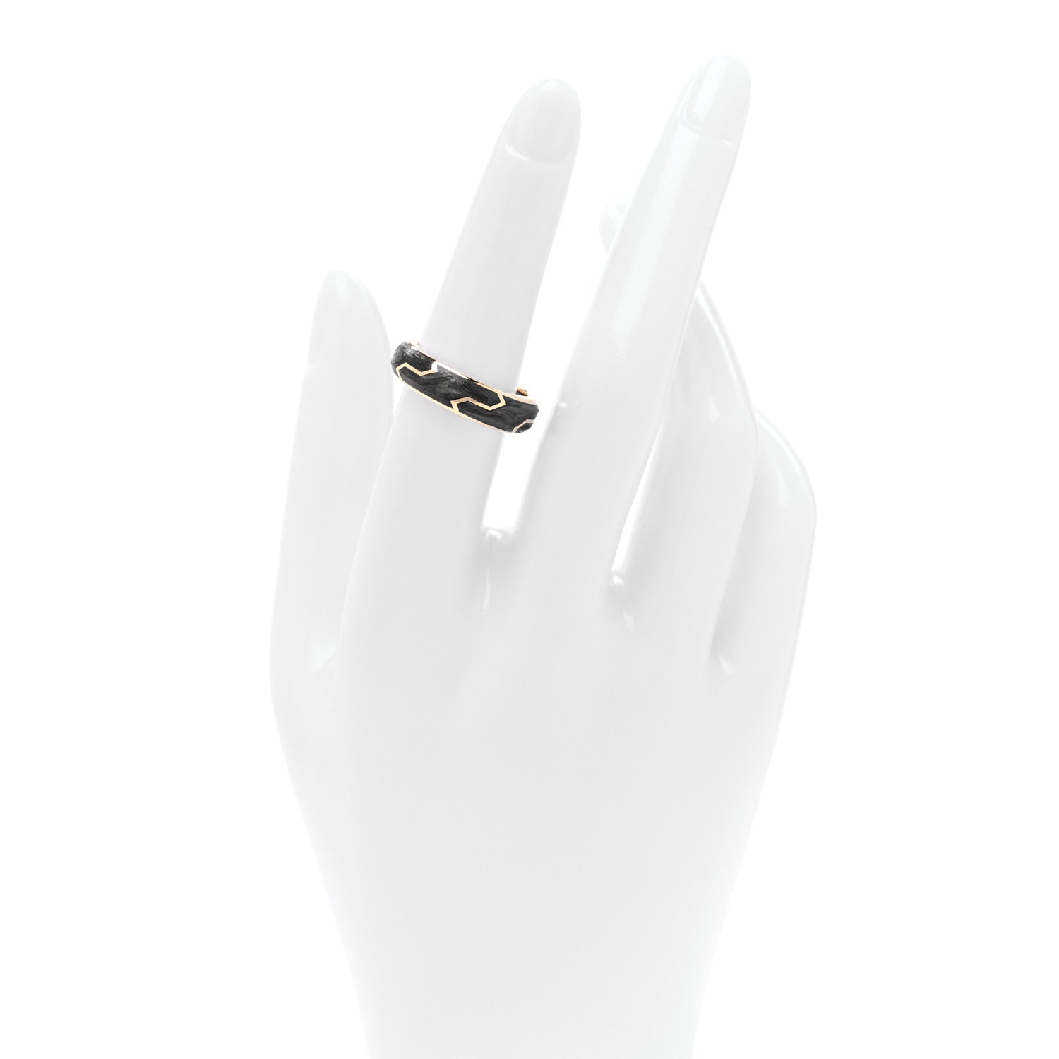 David Yurman 18K Yellow Gold 6mm Forged Carbon Band Ring 53 6.5 2 of 5