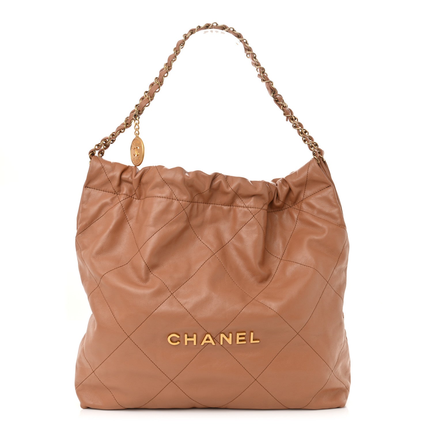 Chanel Shiny Calfskin Quilted Chanel 22 Camel 1 of 12