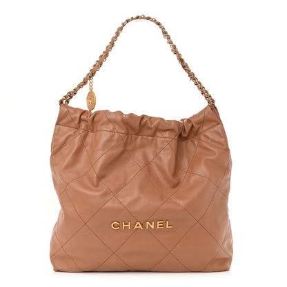 Chanel Shiny Calfskin Quilted Chanel 22 Camel 1 of 12