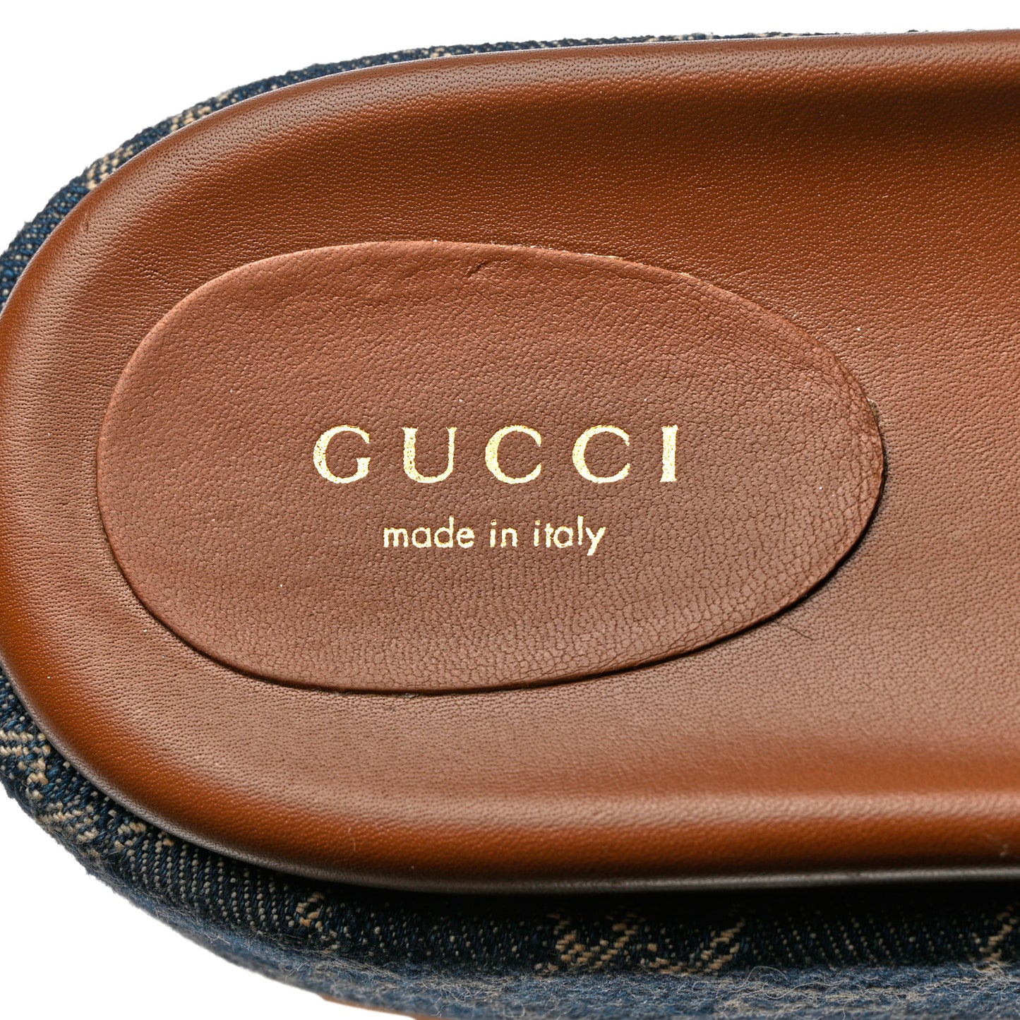 New Denim GG Monogram Angelina Platform 55mm Slide Sandals 39 Blue Tea