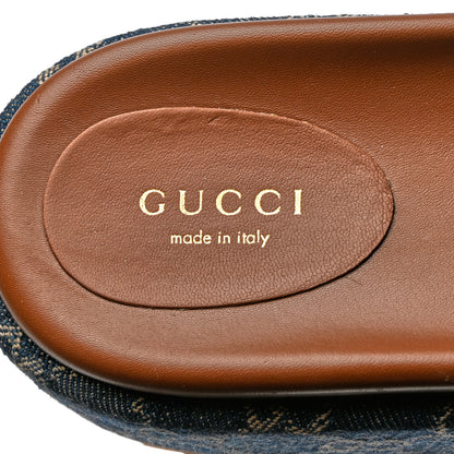 Gucci New Denim GG Monogram Angelina Platform 55mm Slide Sandals 39 Blue Tea 7 of 12