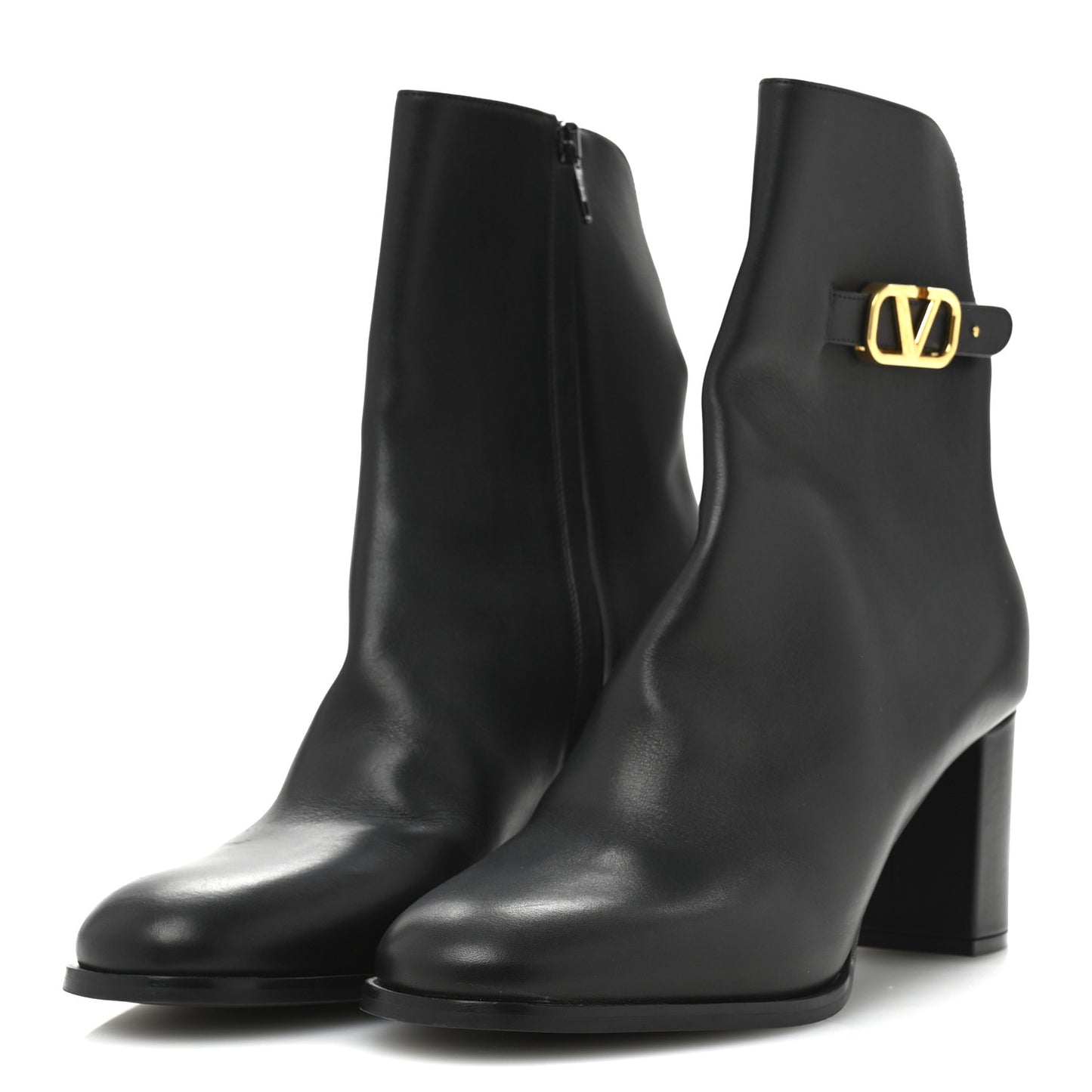Calfskin VLogo 70mm Ankle Boots 38.5  Black
