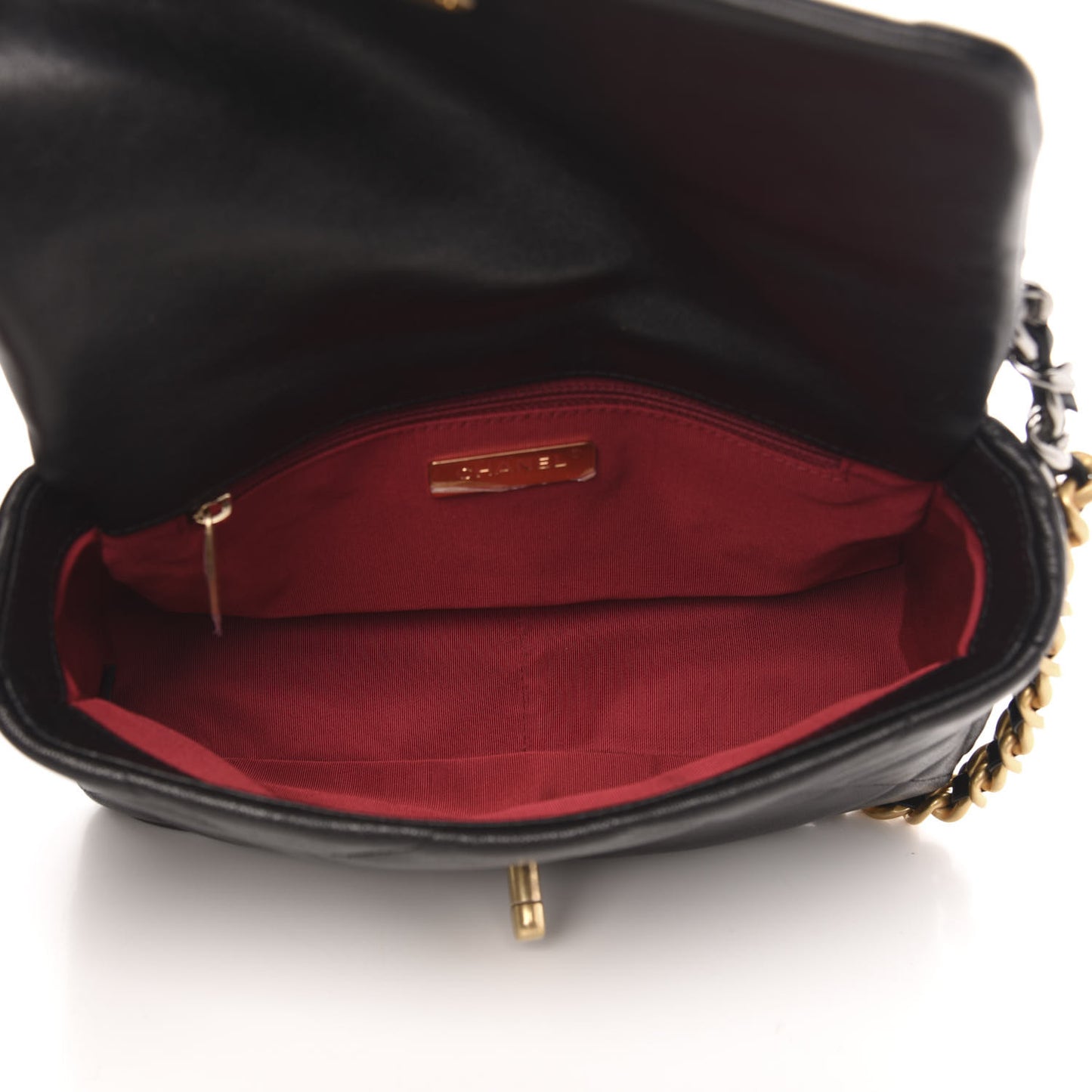 Goatskin Quilted Medium 19 Flap Black