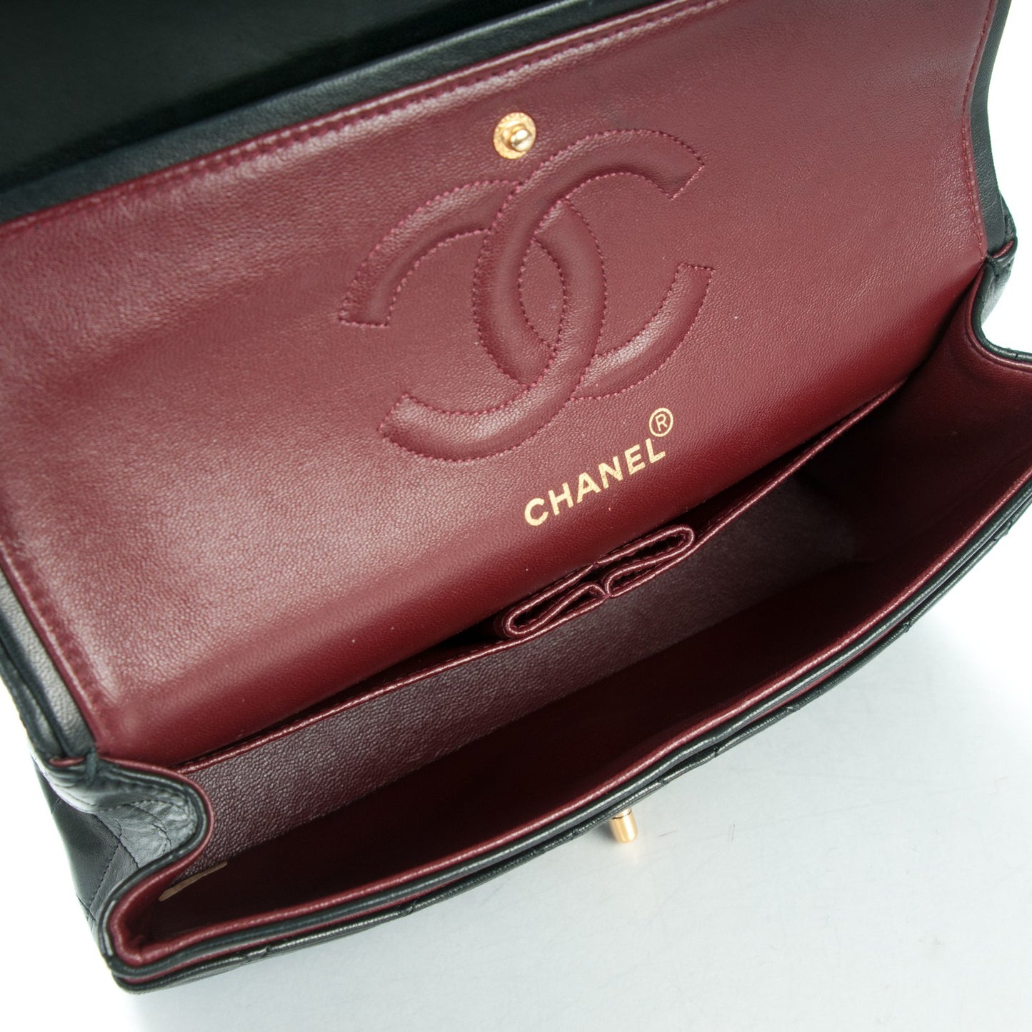 Lambskin Quilted Medium Double Flap Black