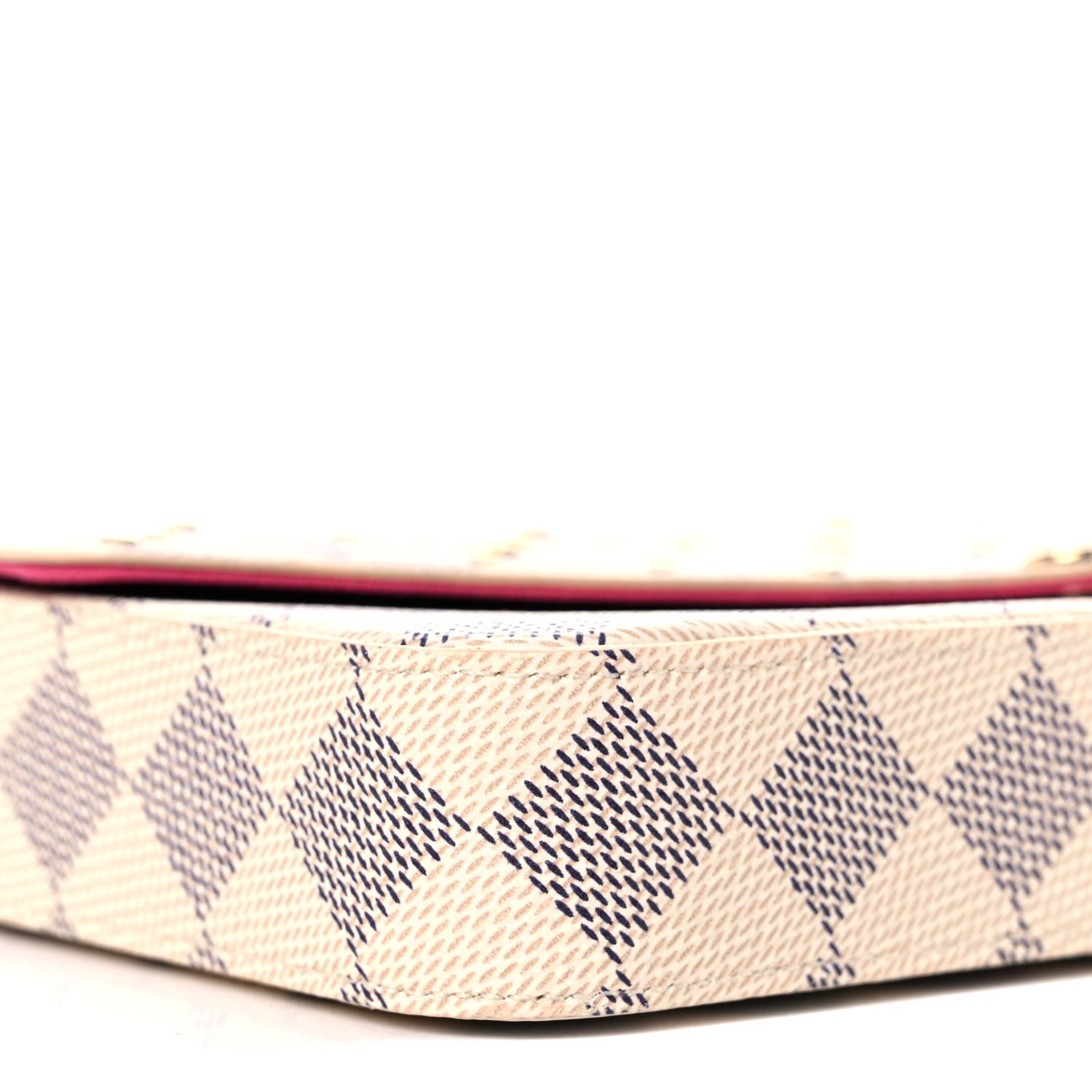 Louis Vuitton Damier Azur Studded Pochette Felicie Chain Wallet Fuchsia 7 of 9