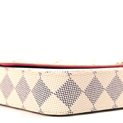 Louis Vuitton Damier Azur Studded Pochette Felicie Chain Wallet Fuchsia 7 of 9