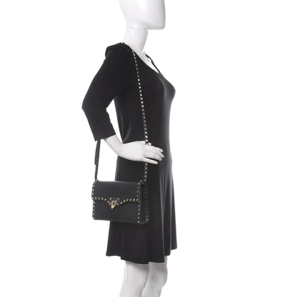 Valentino Garavani Vitello Medium Rockstud Flip Lock Crossbody Bag Black 2 of 13