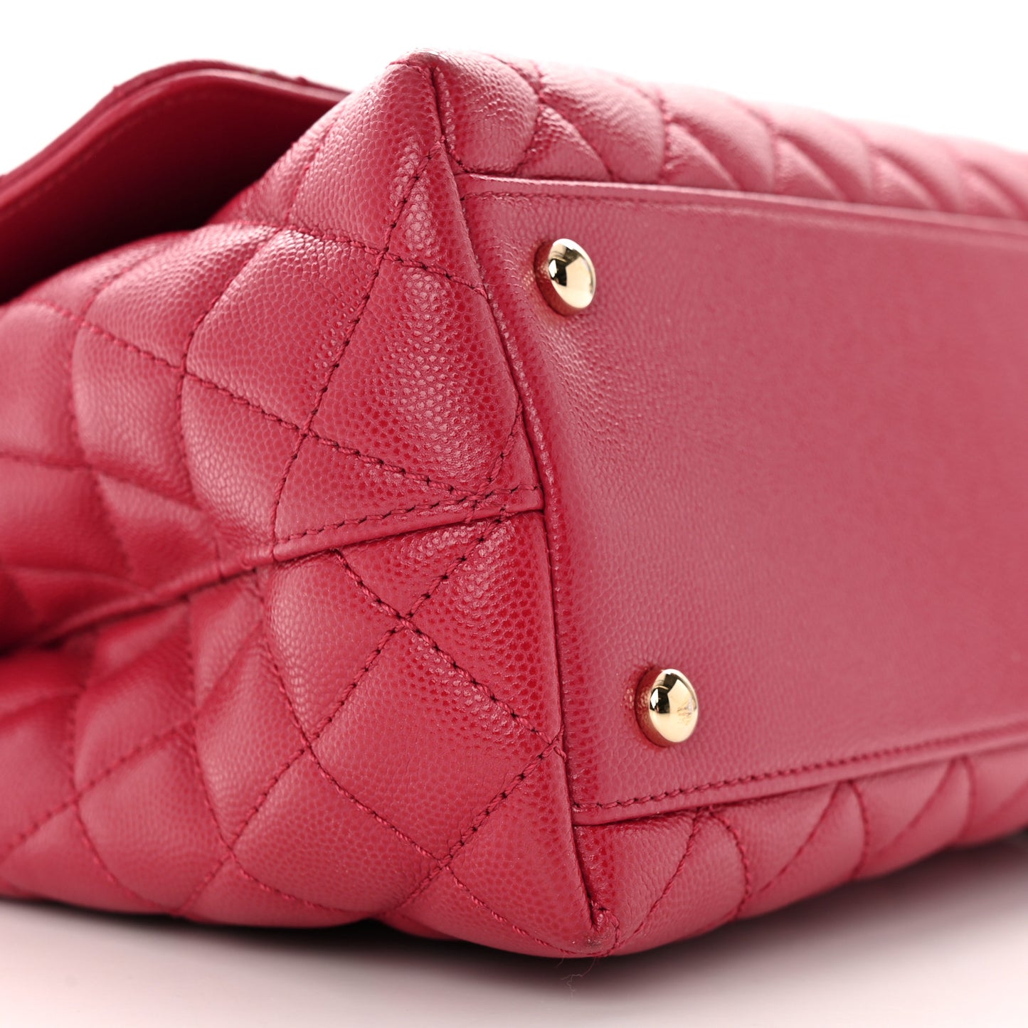 Caviar Quilted Small Coco Handle Flap Dark Pink
