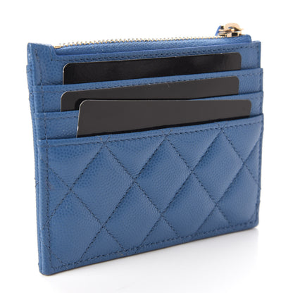 Chanel Caviar Quilted CC Zip Card Holder Blue 3 of 9