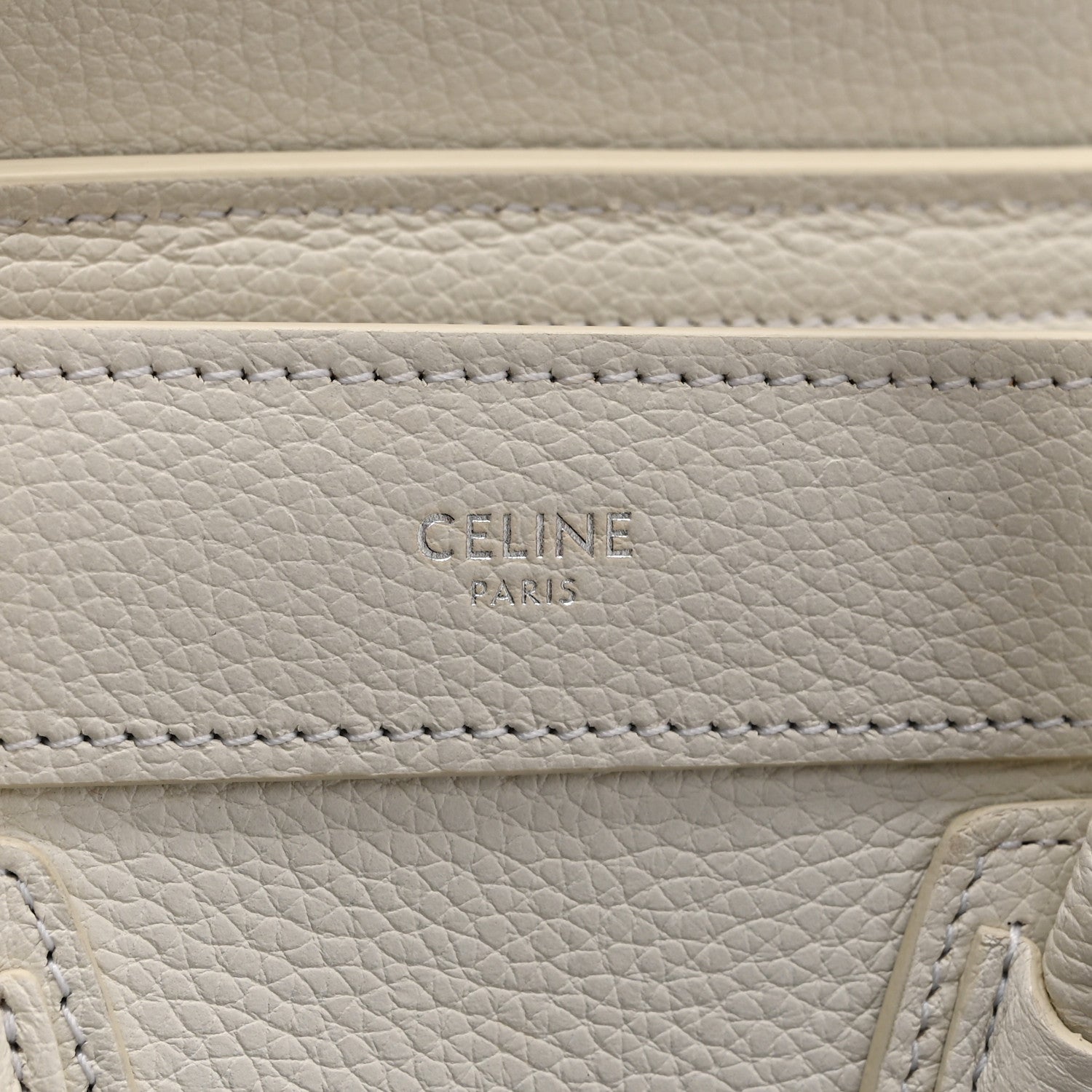 Celine Drummed Calfskin Nano Luggage White 6 of 11
