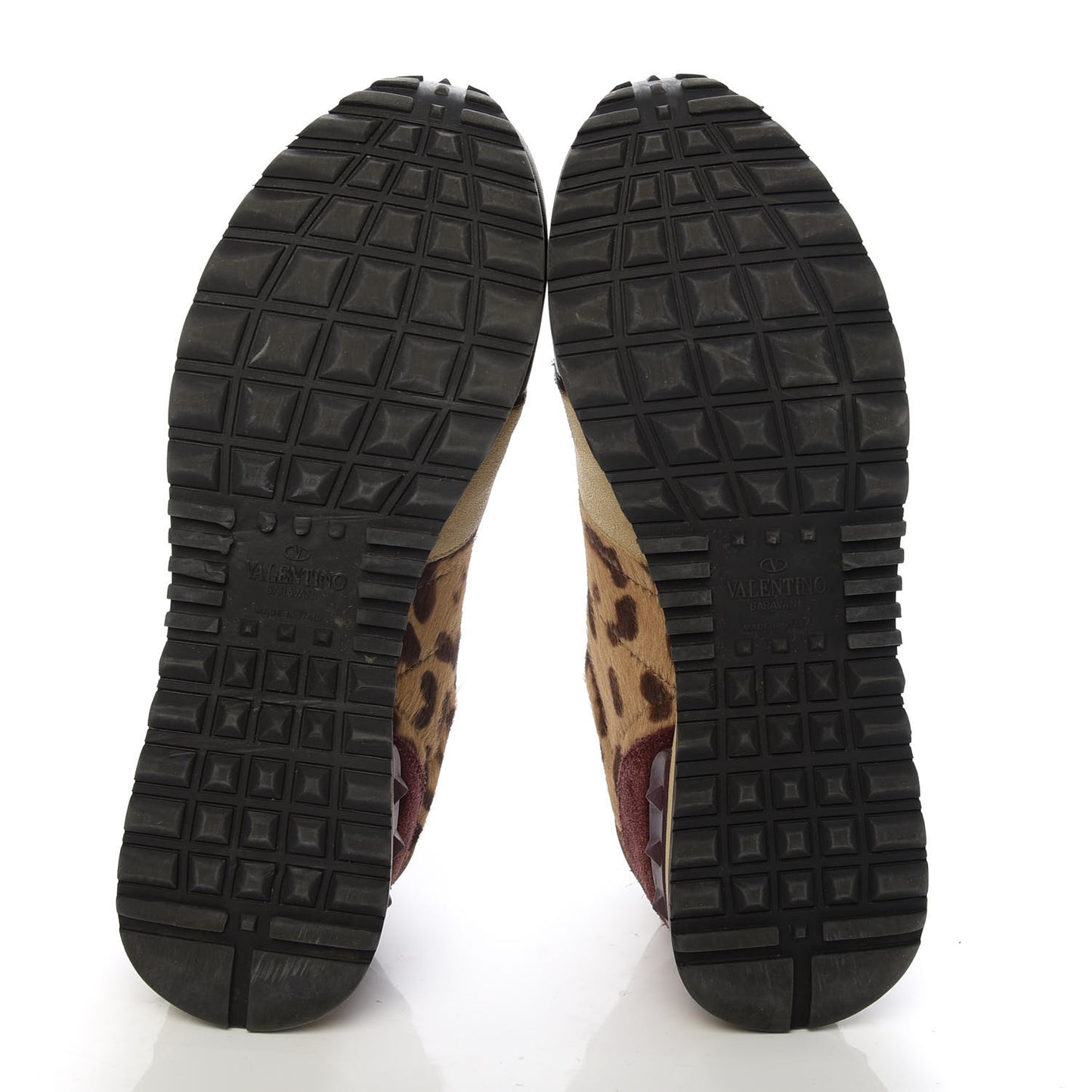 Calf Hair Suede Leopard Print Womens Rockrunner Sneakers 37 Multicolor