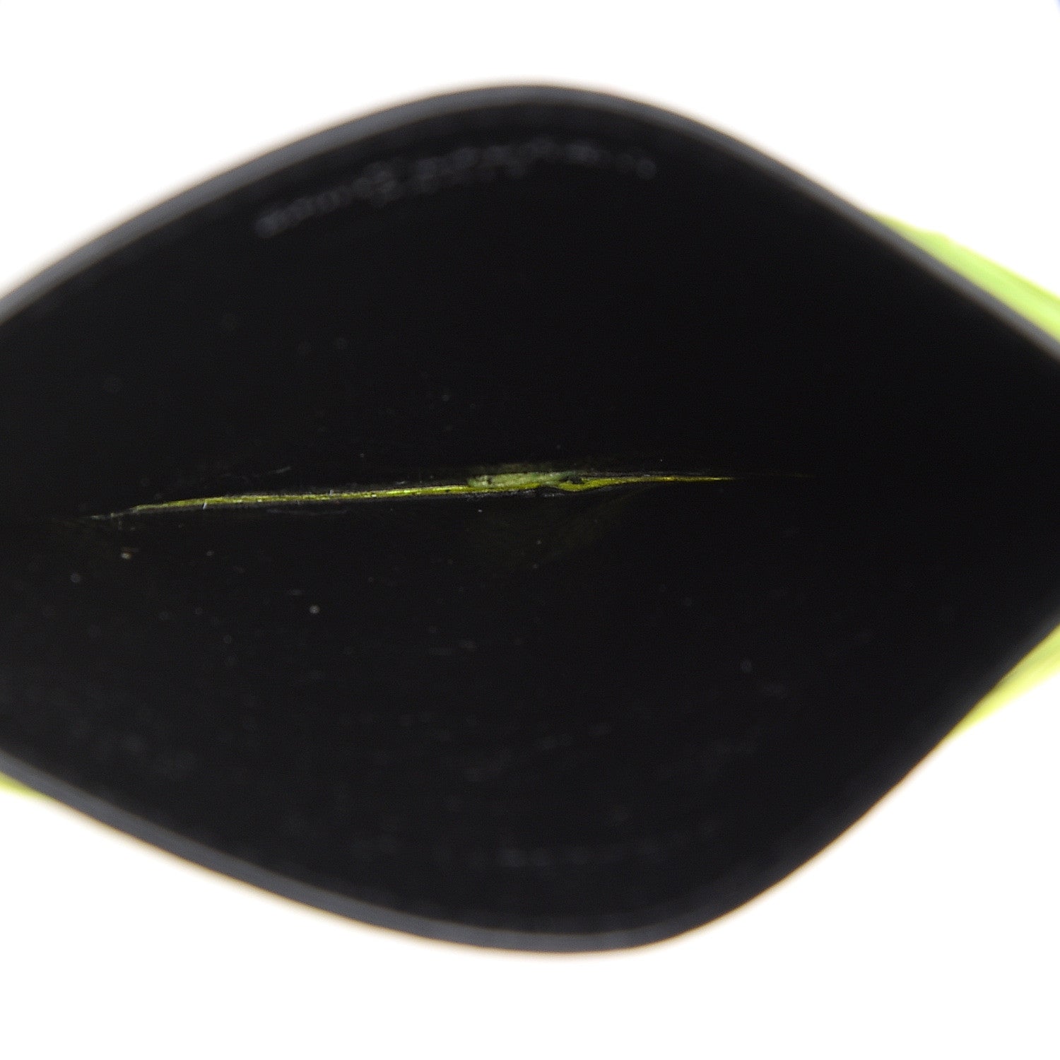 Saint Laurent Patent Grain De Poudre Matelasse Chevron Monogram Credit Card Case Neon Yellow 4 of 7