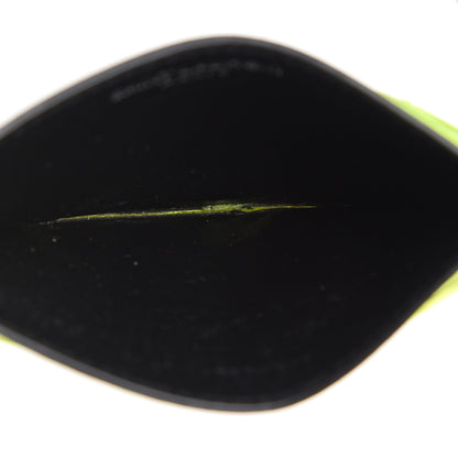 Saint Laurent Patent Grain De Poudre Matelasse Chevron Monogram Credit Card Case Neon Yellow 4 of 7