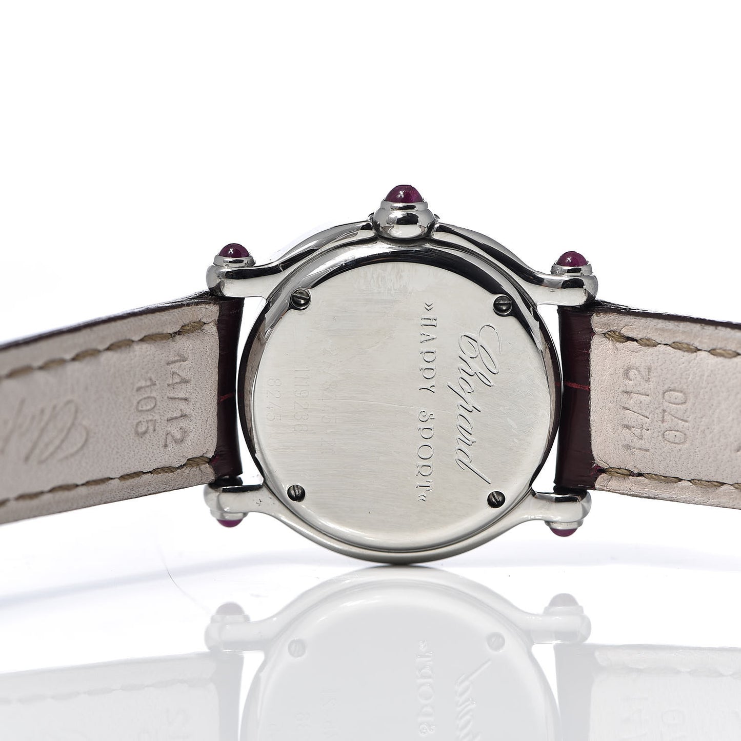Stainless Steel Alligator 5 Diamond Pink Mother of Pearl 26mm Happy Sport Quartz Watch