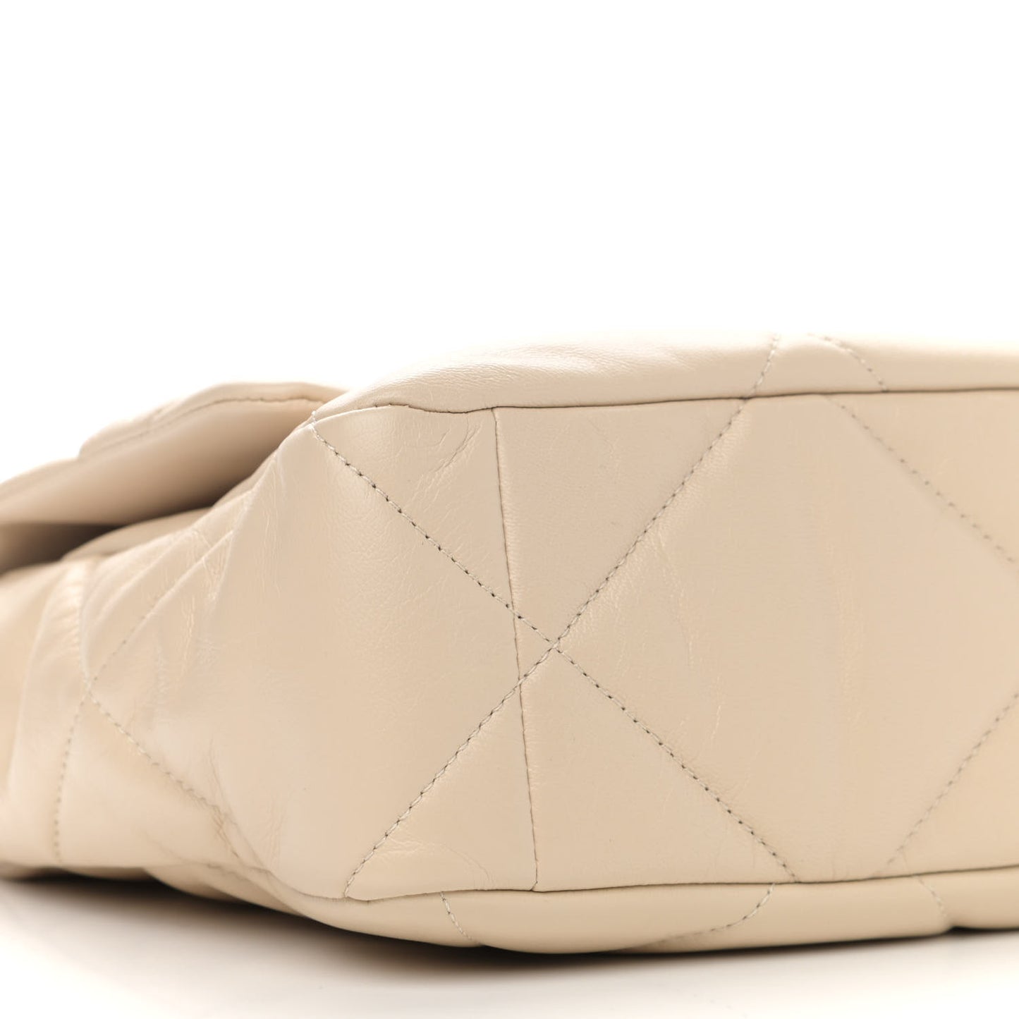 Goatskin Quilted Large Chanel 19 Flap Beige
