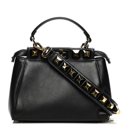 Fendi Nappa Studded Mini Peekaboo Iconic Satchel Black 1 of 8