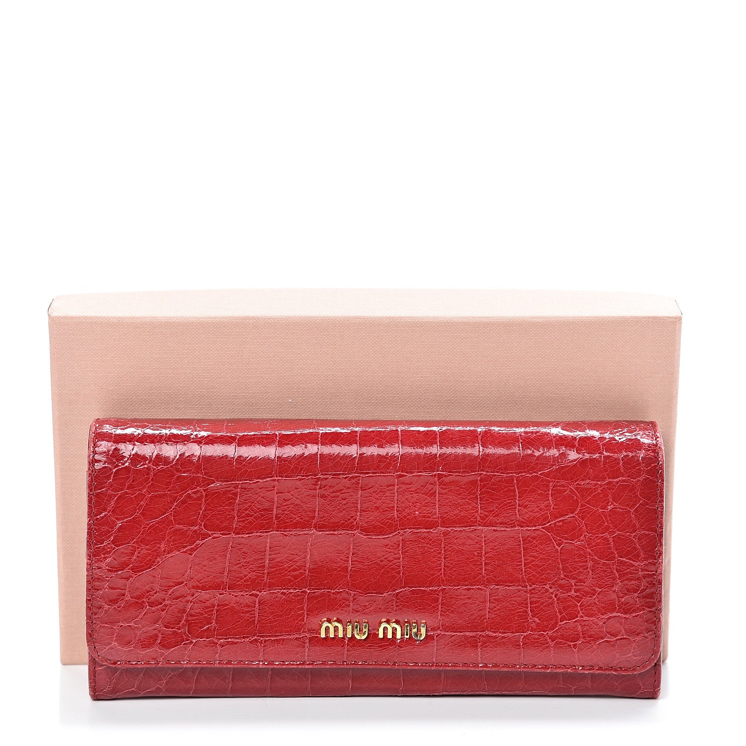 Miu Miu Embossed Crocodile Lux Continental Wallet Rubino 13 of 13