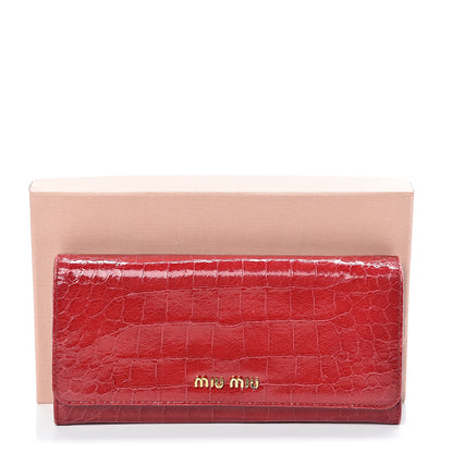 Miu Miu Embossed Crocodile Lux Continental Wallet Rubino 13 of 13