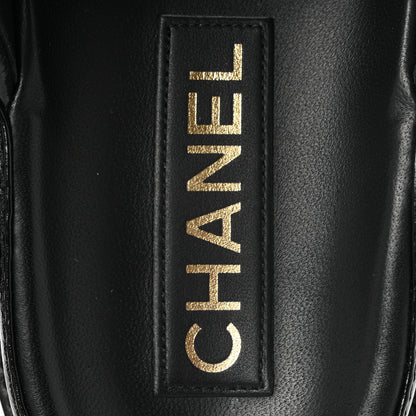 Chanel Lambskin Quilted Velcro Dad Chain CC Slide Sandals 39.5 Black 8 of 10