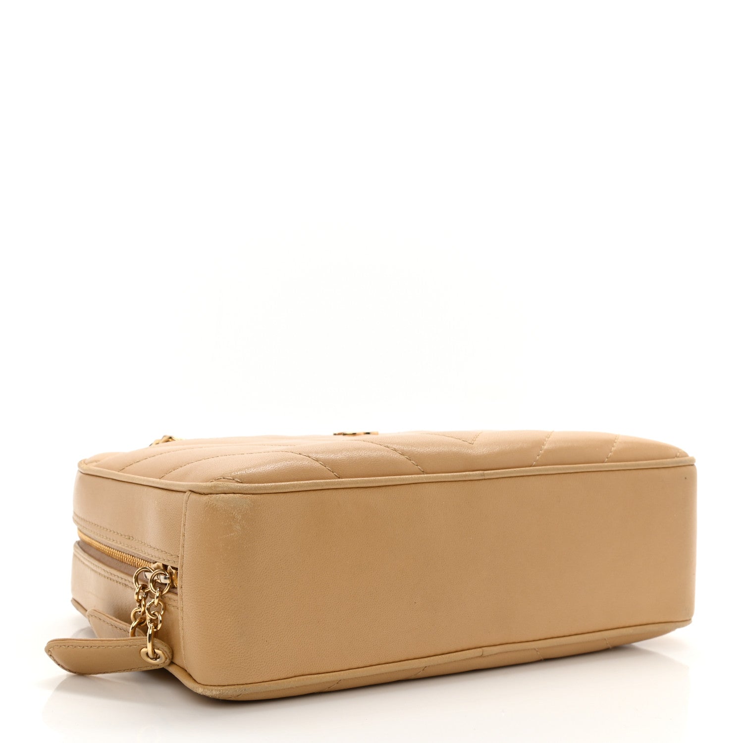 Chanel Lambskin Chevron Quilted Camera Case Beige 4 of 12