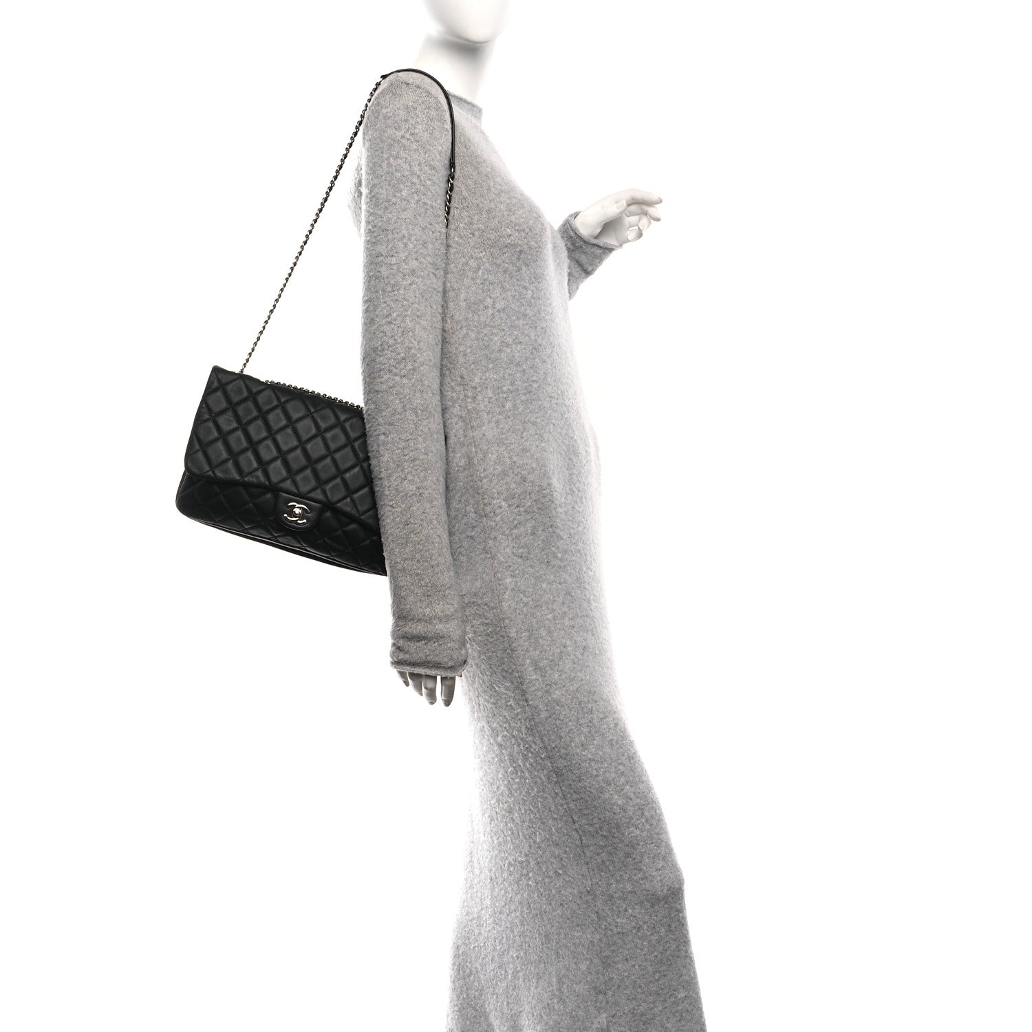 Chanel Lambskin Quilted Jumbo Chanel 3 Flap Bag Black 2 of 10