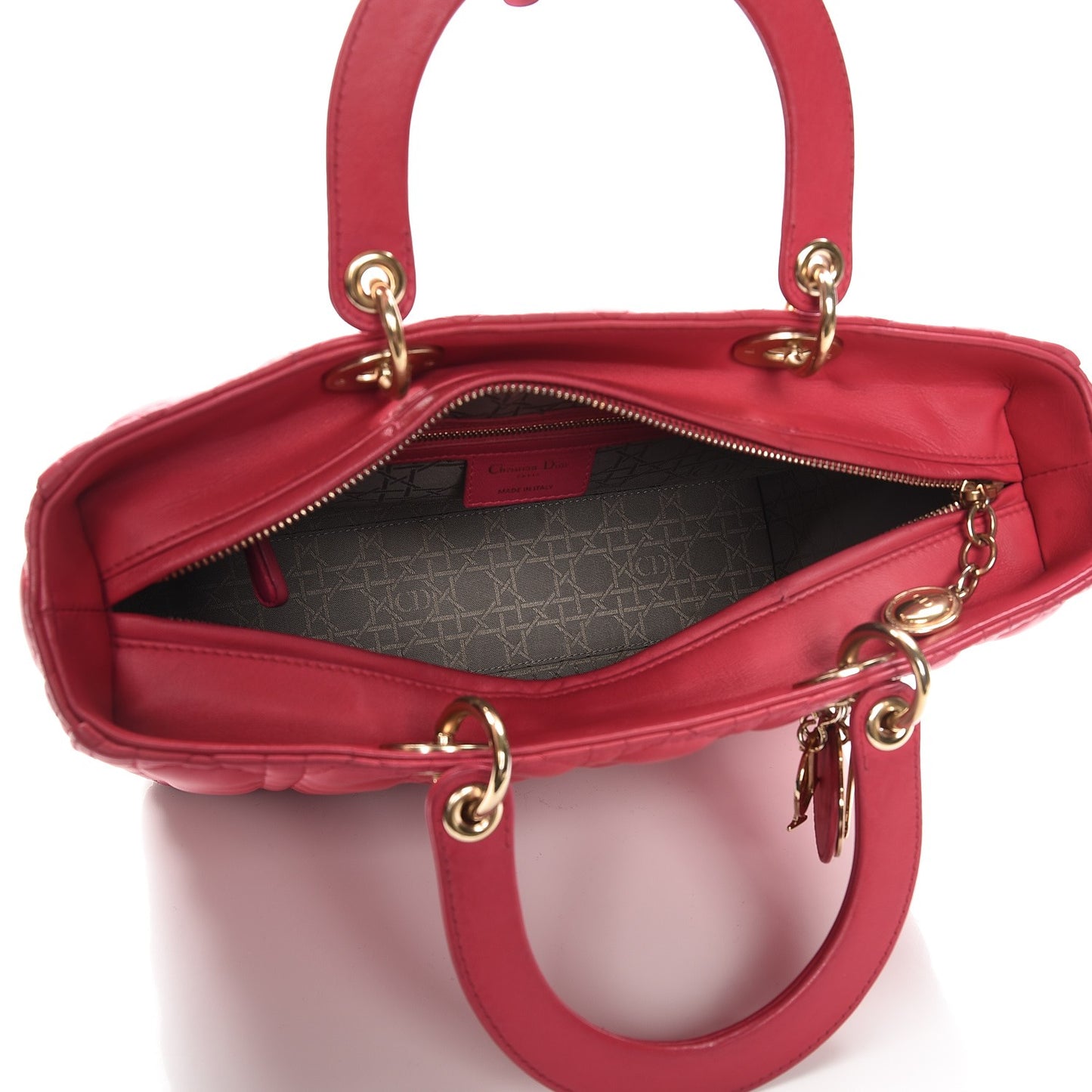Lambskin Cannage Large Lady Dior Fuchsia
