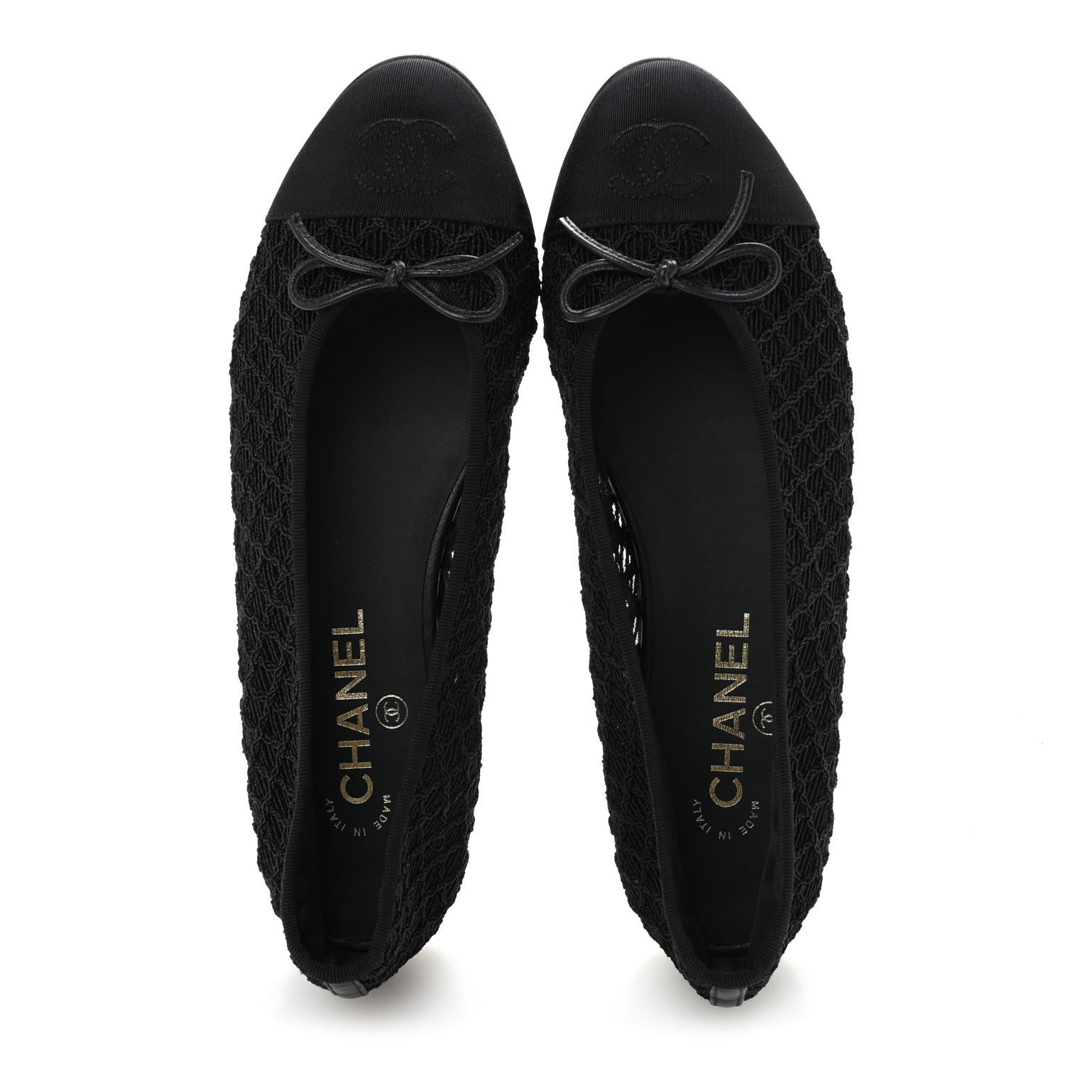 Chanel Embroidered Grosgrain Cap Toe Ballerina Flats 39 Black 2 of 8