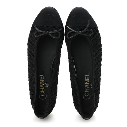 Chanel Embroidered Grosgrain Cap Toe Ballerina Flats 39 Black 2 of 8