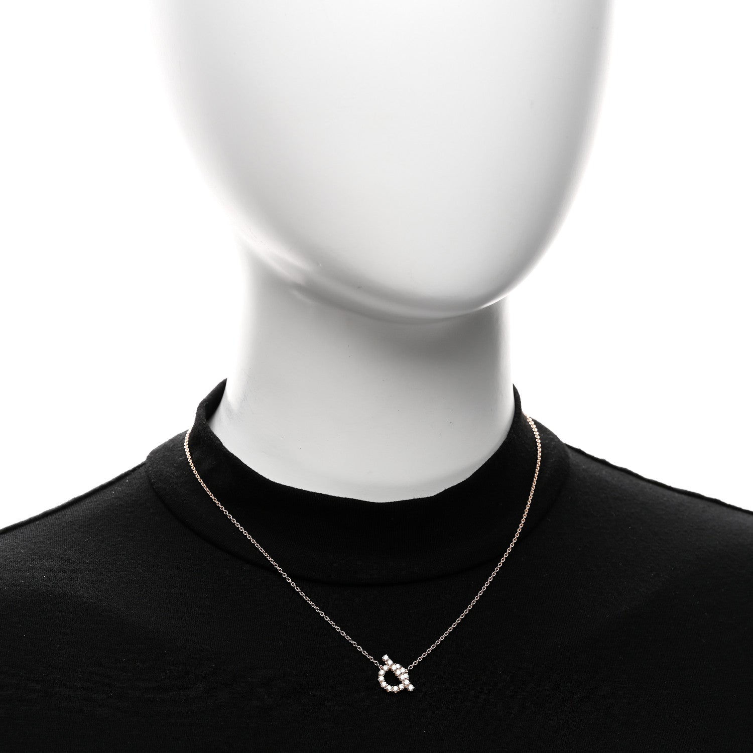 Hermes 18K Rose Gold Diamond Finesse Pendant Necklace 2 of 6