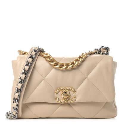 Chanel Lambskin Quilted Medium Chanel 19 Flap Beige 1 of 9