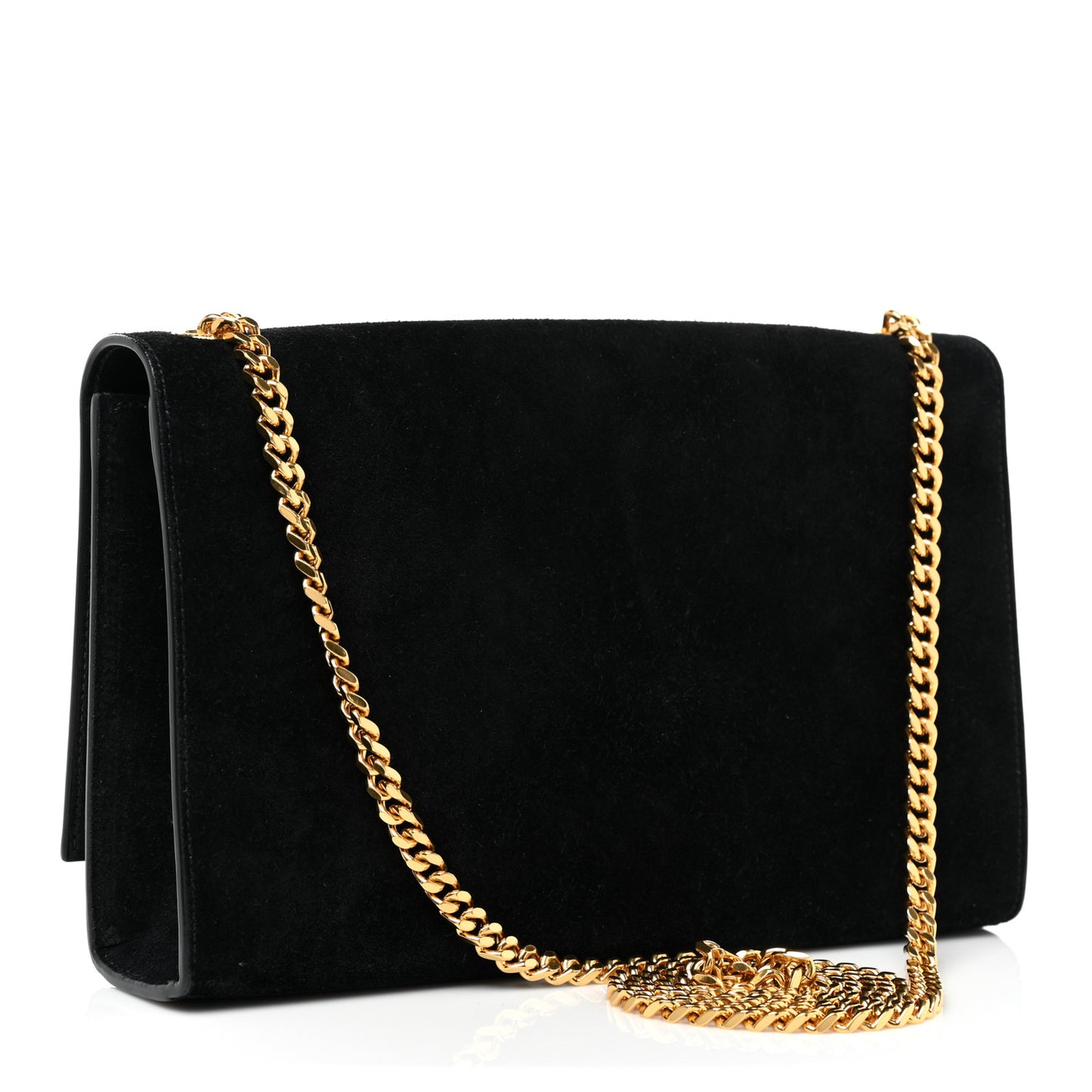 Suede Medium Classic Monogram Kate Tassel Satchel Black