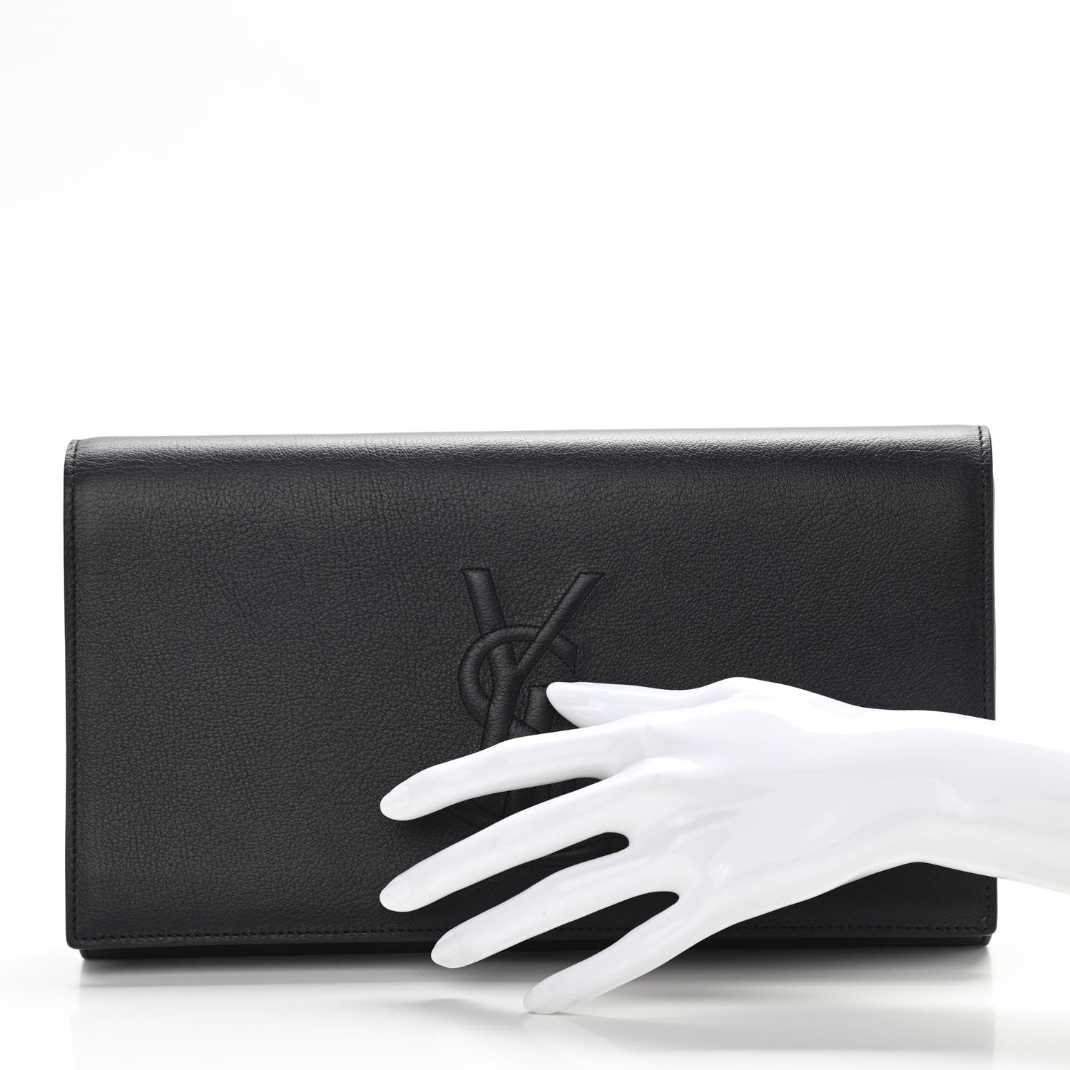 Saint Laurent Calfskin Monogram Large Belle De Jour Clutch Navy 3 of 10