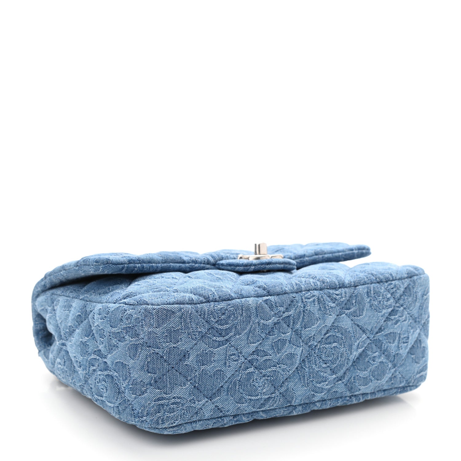 Chanel Denim Quilted Medium Camellia Sweetheart Flap Blue 3 of 10