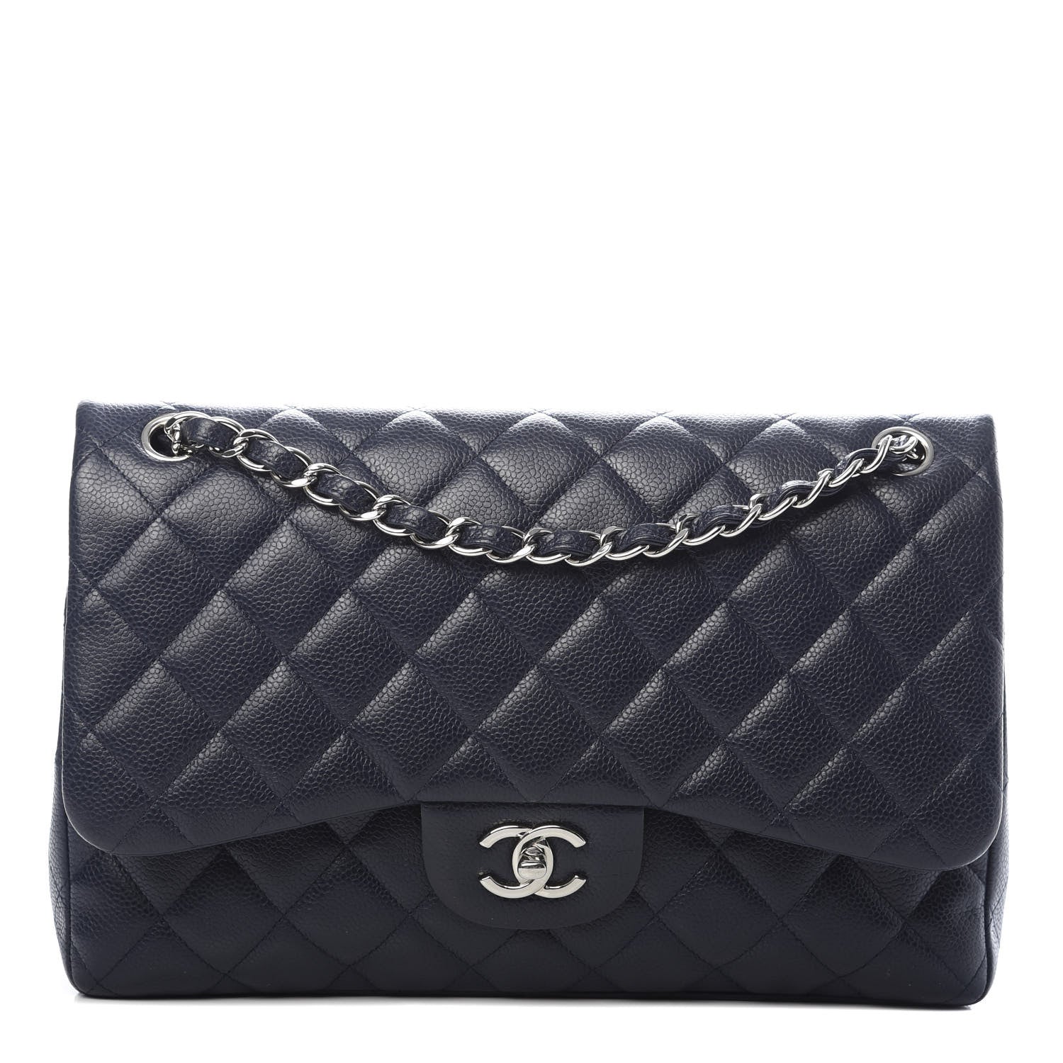 Chanel Caviar Quilted Jumbo Double Flap Navy Blue 1 of 12
