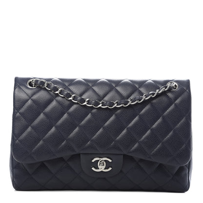 Chanel Caviar Quilted Jumbo Double Flap Navy Blue 1 of 12