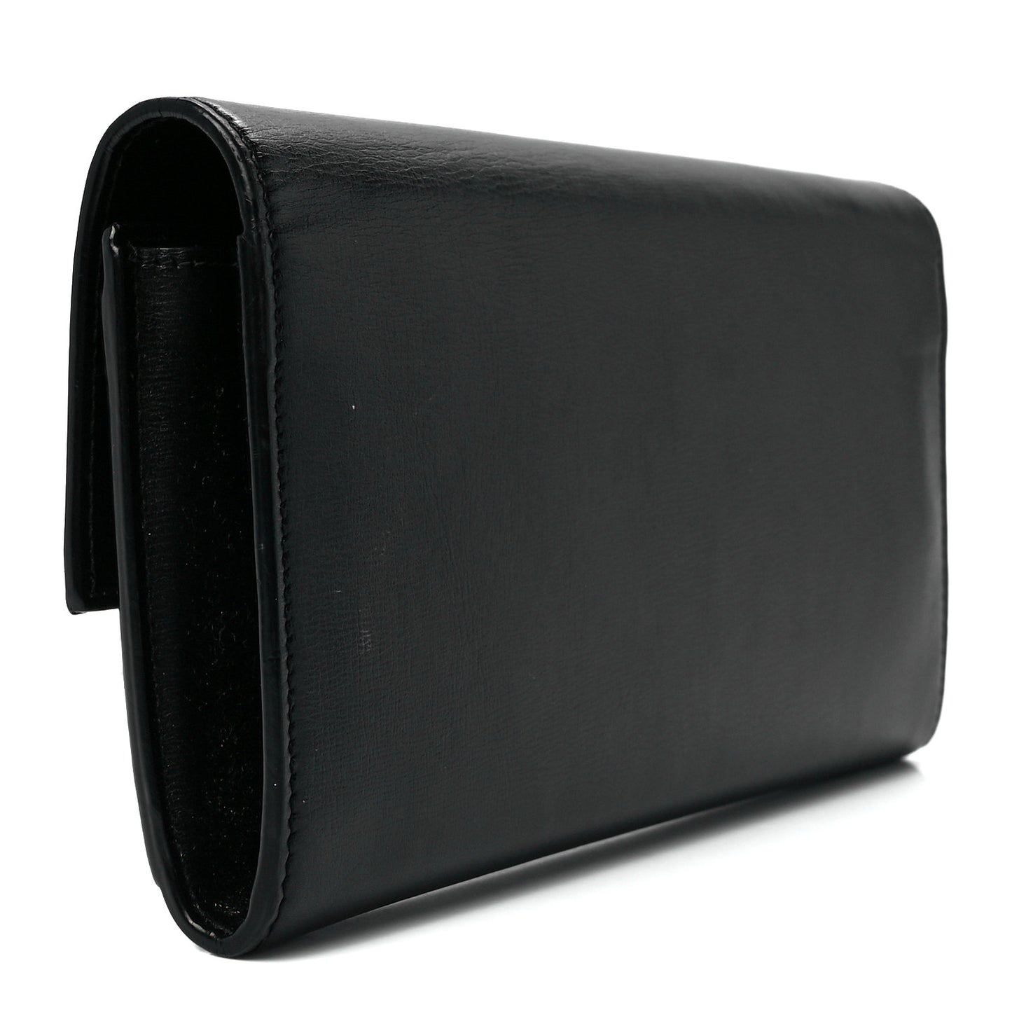 Calfskin Bellechasse Flap Clutch Wallet Black