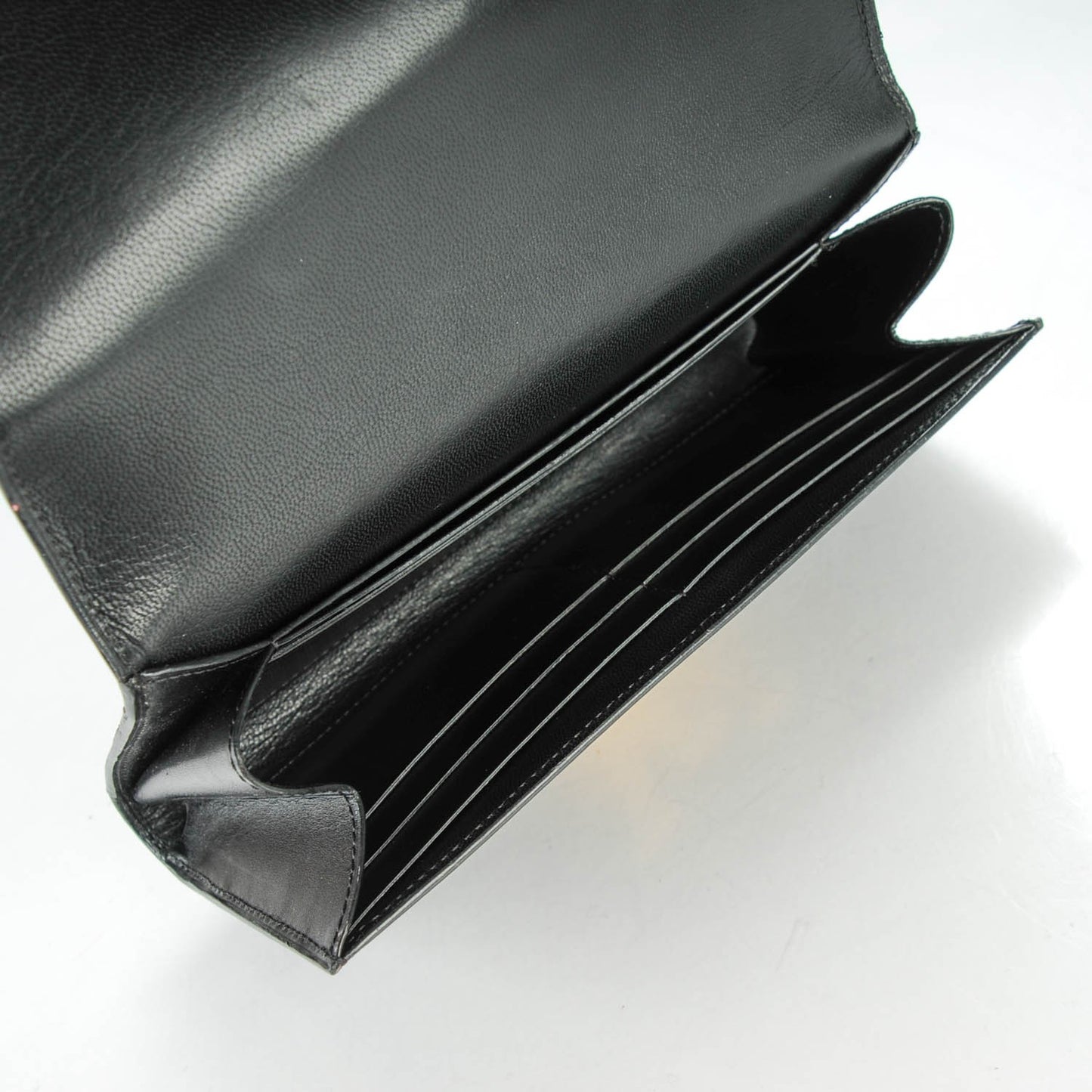 Box Calfskin Vivienne LV Long Wallet Black