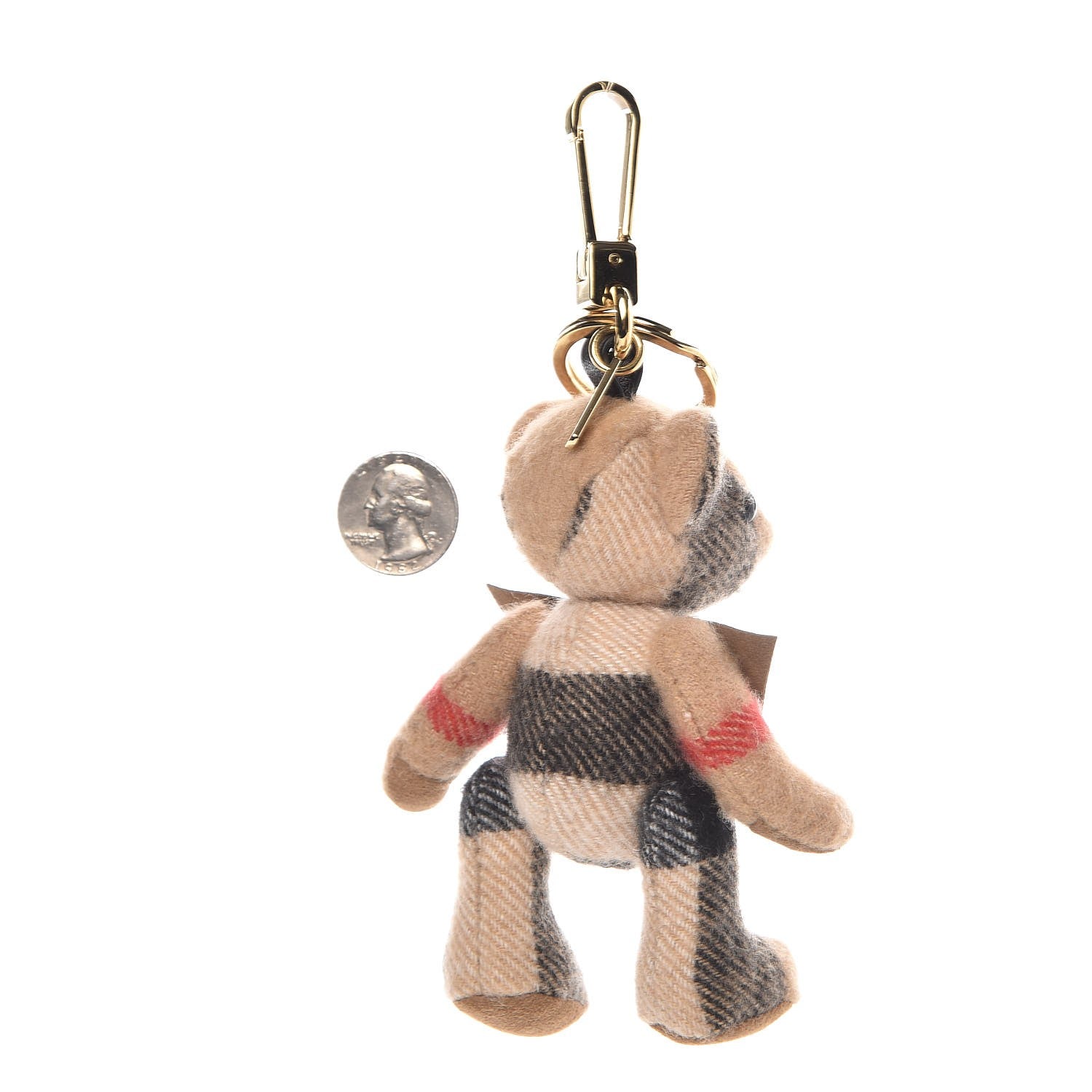 Burberry Cashmere House Check Thomas Bear Bag Charm Camel Gold 2 of 3
